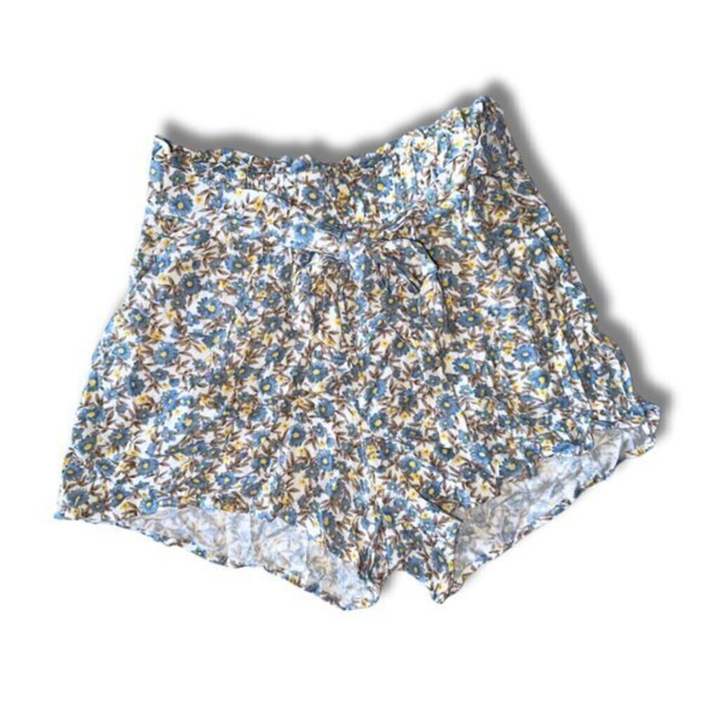 Blue Floral Linen Shorts - Picture 2 of 9